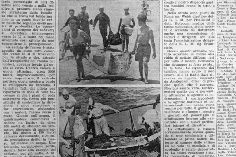 Bari e il suo disastro aereo: nel 1949 un volo precipit� a un km dalla costa